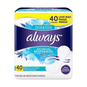 Protetor Diário Always Respirável 40 Unidades