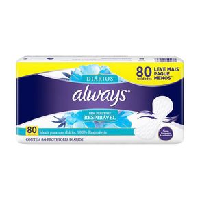 Protetor Diário Always Respirável Sem Perfume 80 Unidades