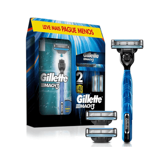 Kit Barbeador Gillette Mach3 Acqua Grip 1 Aparelho + 3 Cargas