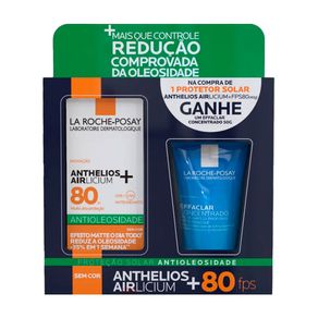 Kit Protetor Solar Facial La Roche-Posay Anthelios Airlicium Antioleosidade FPS80 Sem Cor 40g + Gel de Limpeza Profunda Effaclar Concentrado 50g