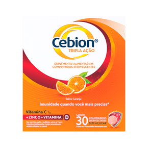 Suplemento Alimentar Cebion Tripla Ação Sabor Laranja 30 Comprimidos Efervescentes