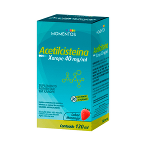 Suplemento Alimentar Acetilcisteína 40mg/ml Xarope Adulto Sabor Morango 120ml + Copo Dosador