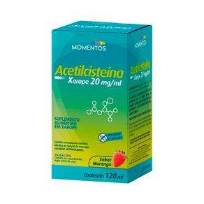 Suplemento Alimentar Acetilcisteína 20mg/ml Momentos Sabor Morango 120ml + Copo Dosador