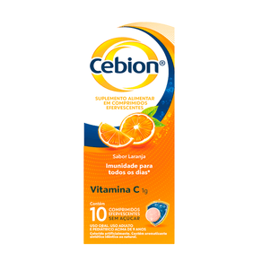 Suplemento Alimentar Cebion Vitamina C 1g Sabor Laranja 10 Comprimidos Efervescentes