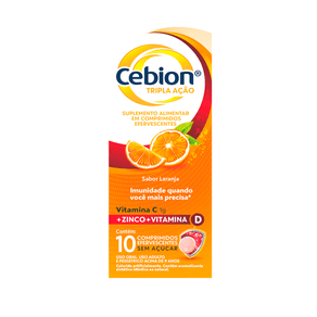 Suplemento Alimentar Cebion Tripla Ação Sabor Laranja 10 Comprimidos Efervescentes