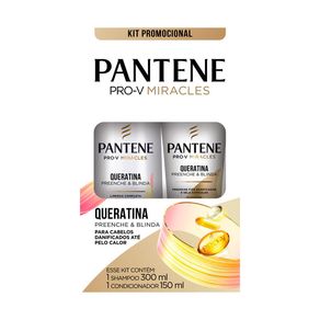 Kit Shampoo Pantene Pro-V Miracles Queratina Preenche & Blinda 300ml + Condicionador 150ml