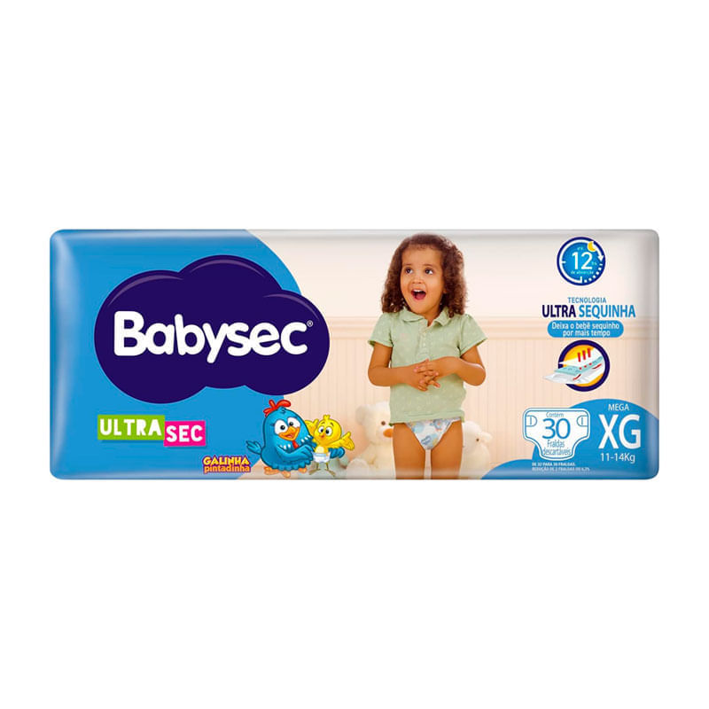 Fralda Babysec Ultrasec Mega Galinha Pintadinha XG 30 Unidades