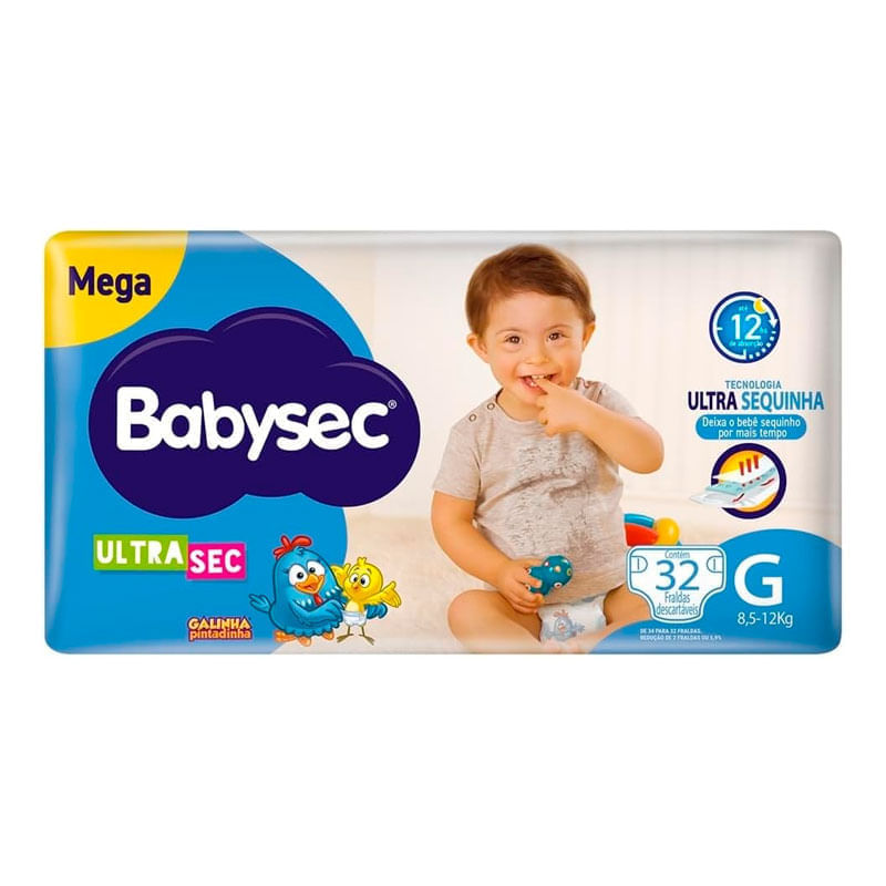 Fralda Babysec Ultrasec Mega Galinha Pintadinha G 32 Unidades