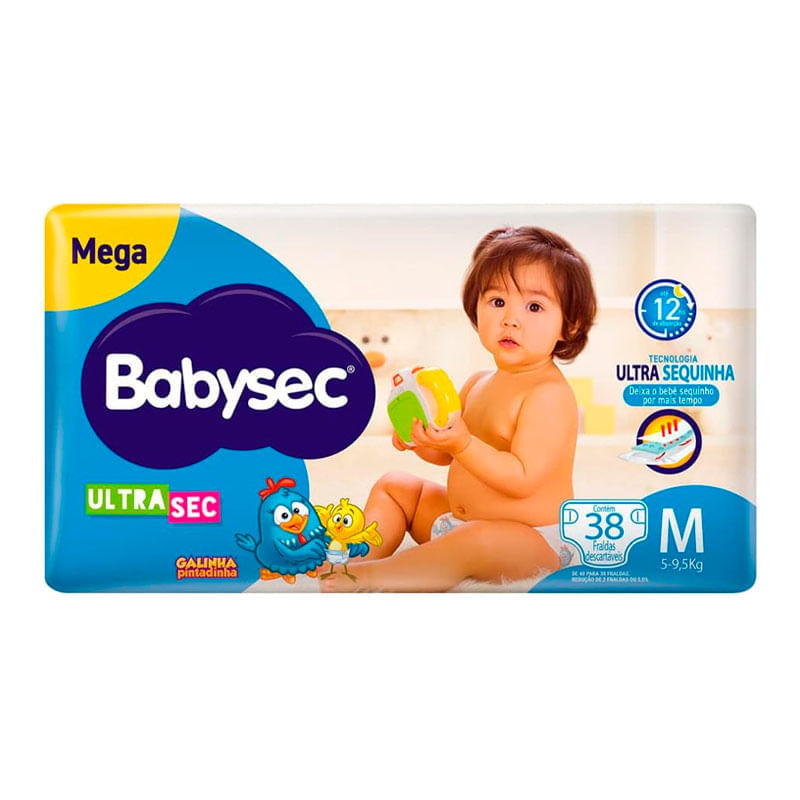 Fralda Babysec Ultrasec Mega Galinha Pintadinha M 38 Unidades