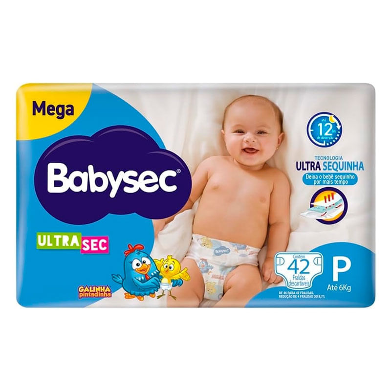 Fralda Babysec Ultrasec Mega Galinha Pintadinha P 42 Unidades