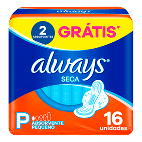 Absorvente Always Seca Com Abas Tamanho P 16 Unidades