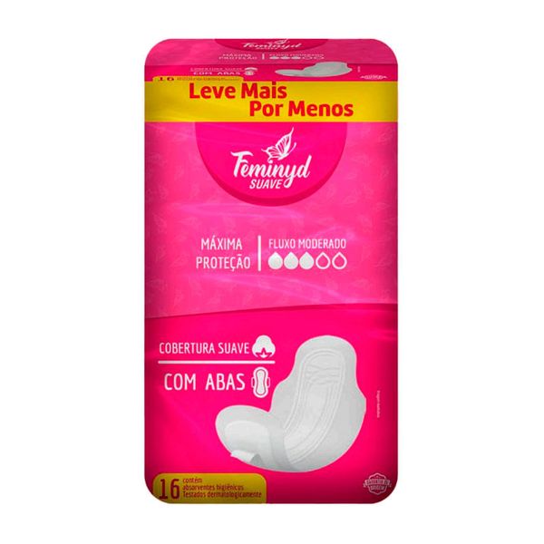Absorvente Feminyd Fluxo Moderado Com Abas 16 Unidades