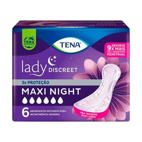 Absorvente Para Incontinência Urinária Tena Lady Discreet Maxi Night 6 Unidades