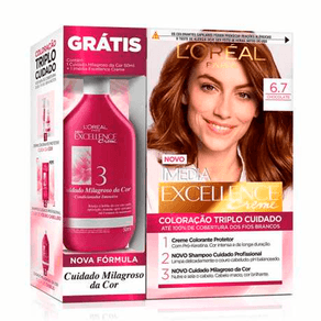 Kit Tinta Imédia Excellence Loreal Creme Chocolate 6.7 + Creme Milagroso 50ml