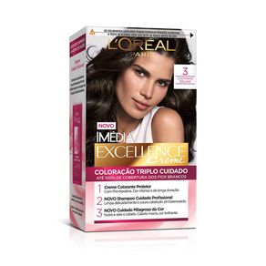 Coloração Imédia Excellence L'Oreal Creme 3 Castanho Escuro