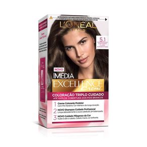 Coloração Imédia Excellence L'Oreal Creme 5.1 Castanho Claro Acinzentado
