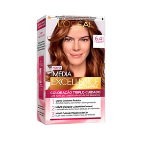Coloração Imédia Excellence L'oreal Creme 6.41 Marrom