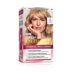Coloração Imédia Excellence L'Oreal Creme 8 Louro Claro