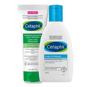 Kit Cetaphil Pele Sensível, Normal e Seca Gel Creme Rápida Absorção 226g + Loção de Limpeza 120ml