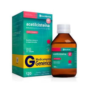 Acetilcisteína 40mg/ml Eurofarma Xarope Adulto Sabor Framboesa 120ml + Copo-Medida