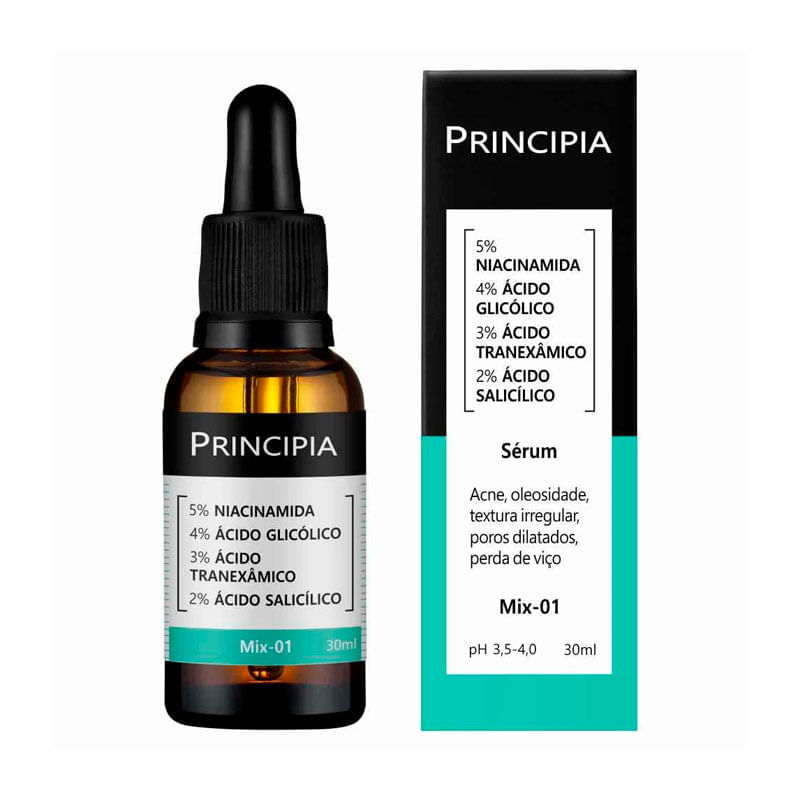 Sérum Facial Principia Mix-01 Niacinamida + Ácido Glicólico + Ácido tranexâmico + Ácido Salicílico 30ml