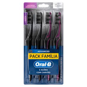 Escova de Dente Oral-B Advanced 5 Ações com Carvão Pack Família 4 Unidades