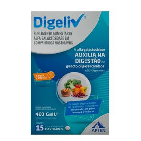 Suplemento Alimentar Digeliv Sabor Laranja 15 Comprimidos Mastigáveis
