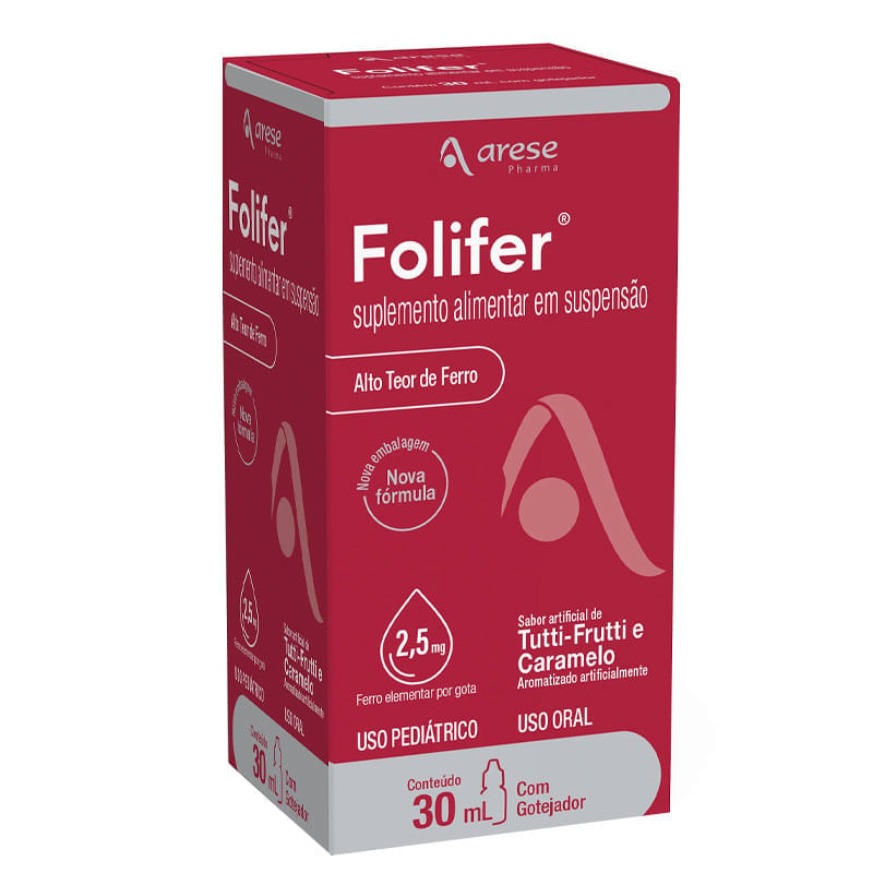 Suplemento Alimentar Folifer Gotas Sabor Tutti-frutti e Caramelo 30ml