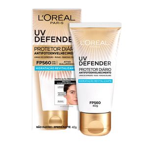 Protetor Solar Facial L'Oréal Paris UV Defender Hidratação Sem Cor FPS60 40g