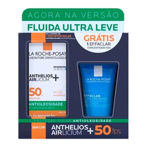 Kit La Roche-Posay Protetor Solar Facial Anthelios Airlicium Antioleosidade FPS50+ Sem Cor + Gel de Limpeza Effaclar Concentrado 50g