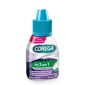 Pó Fixador de Dentaduras Corega 3 em 1 Sabor Menta 22g