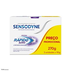 Creme Dental Sensodyne Alívio Rápido 3 Unidades 90g Cada