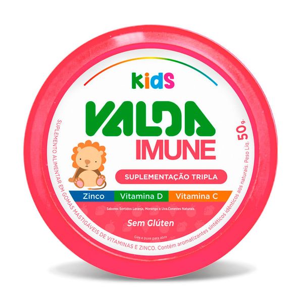 Suplemento Alimentar Valda Imune Kids Sabor Laranja, Morango, Uva 50g