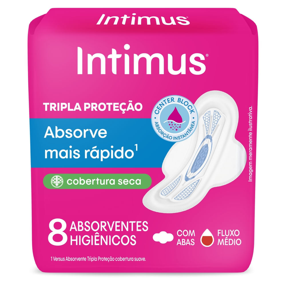 Absorvente Externo Intimus Tripla Proteção Seca c/Abas 8 Unidades