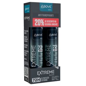 Kit Desodorante Antitranspirante Above Men Extreme Black Aerossol 72h 2 Unidades 200ml Cada
