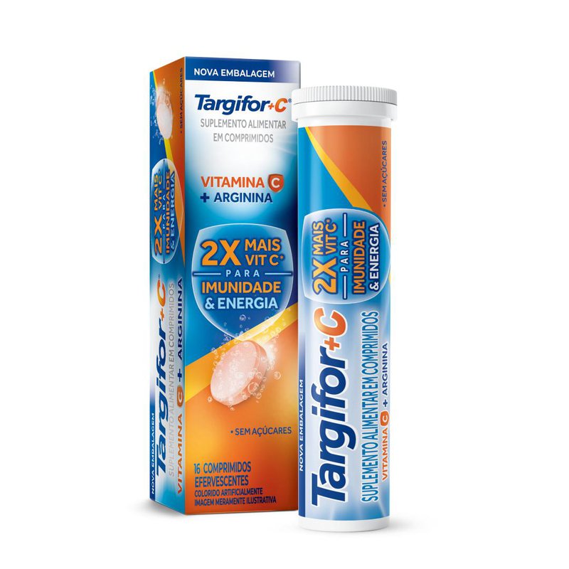 Suplemento Alimentar Targifor C + Arginina Sabor Laranja 16 Comprimidos Efervescentes