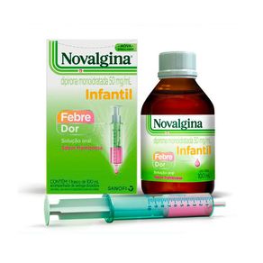 Analgésico e Antitérmico Novalgina Infantil 50mg/ml Sabor Framboesa Solução Oral 100ml + Seringa Dosadora