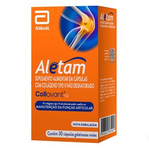 Suplemento Alimentar Aletam Colágeno Tipo II 30 Cápsulas Gelatinosas Moles