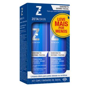Kit Zeta Skin Sabonete Dermo Facial Peles Oleosas ou Acnéicas 2 Unidades 300ml Cada