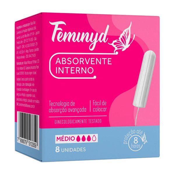 Absorvente Interno Feminyd Médio 8 Unidades