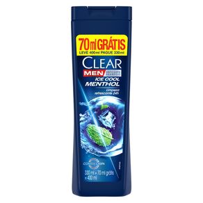 Shampoo Anticaspa Clear Men Ice Cool Menthol Leve 400ml Pague 330ml