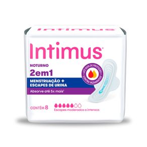 Absorvente Externo Intimus 2 Em 1 Noturno Cobertura Suave Com Abas 8 Unidades