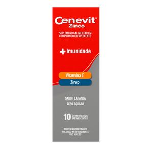 Suplemento Alimentar Cenevit Zinco + Imunidade Sabor Laranja 10 Comprimidos Efervescentes