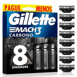 Carga para Aparelho de Barbear Gillette Mach3 Carbono 8 Unidades