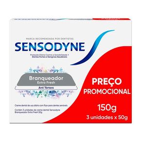 Kit Creme Dental Sensodyne Branqueador Extra Fresh 3 Unidades 50g Cada