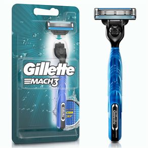 Aparelho de Barbear Recarregável com Cabo Antiderrapante Gillette Mach3 1 Unidade