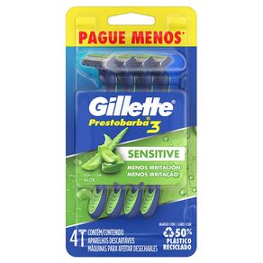 Aparelho de Barbear Descartável Gillette Prestobarba3 Sensitive 4 Unidades