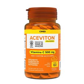 Suplemento Alimentar Aceviton Imunidade 500mg Vitamina C Sabor Laranja 60 Comprimidos Mastigáveis