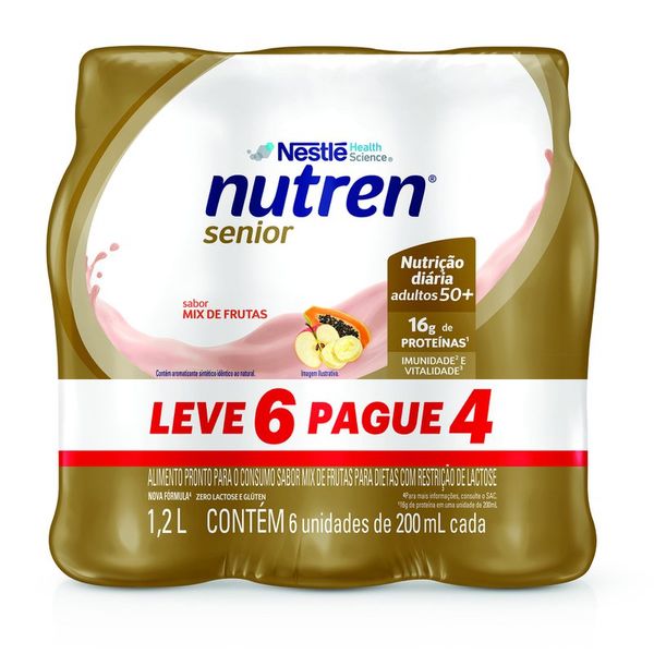 Kit Complemento Alimentar Nutren Senior Sabor Mix de Frutas 6 Unidades 200ml