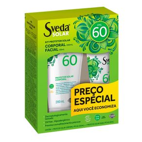 Kit Sveda Solar Protetor Solar Corporal FPS60 200ml + Protetor Solar Facial FPS60 50ml